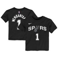 Детская San Antonio Spurs Victor Wembanyama Nike Black Icon Name & Number T-Shirt