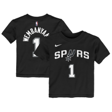 Детская San Antonio Spurs Victor Wembanyama Nike Black Icon Name & Number T-Shirt