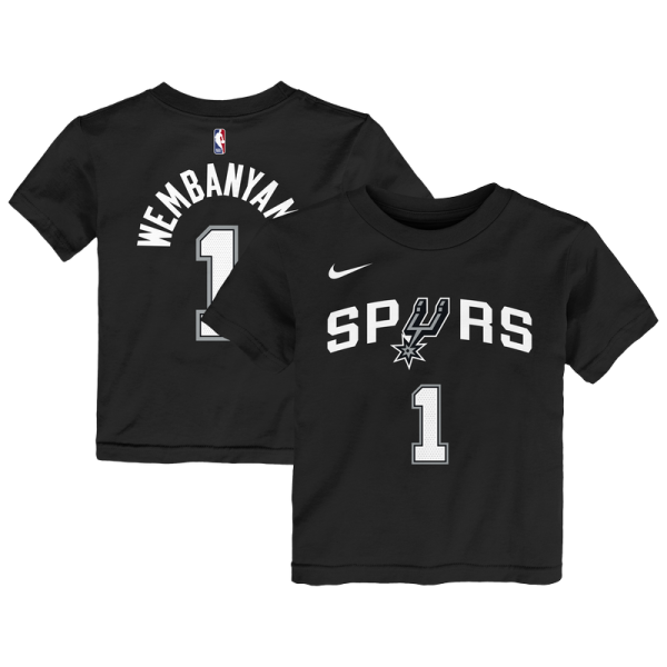 Детская San Antonio Spurs Victor Wembanyama Nike Black Icon Name & Number T-Shirt