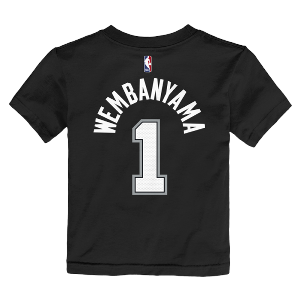 Детская San Antonio Spurs Victor Wembanyama Nike Black Icon Name & Number T-Shirt