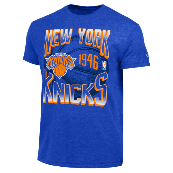 Футболка New York Knicks Champion Royal Basketball Background Tri-Blend