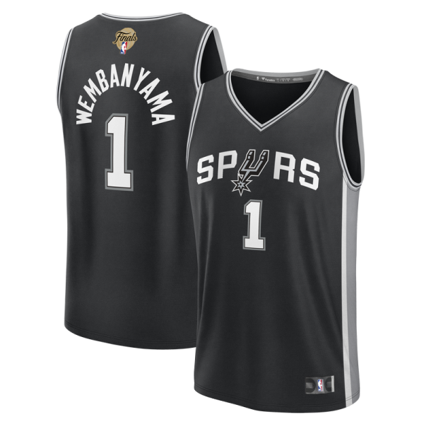 Подростковая San Antonio Spurs Victor Wembanyama Fanatics Black 2026 NBA Finals Fast Break Replica Jersey - Icon Edition