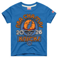 Подростковая New York Knicks x The Grateful Dead Homage Blue 2026 NBA Finals Champions Tri-Blend T-Shirt