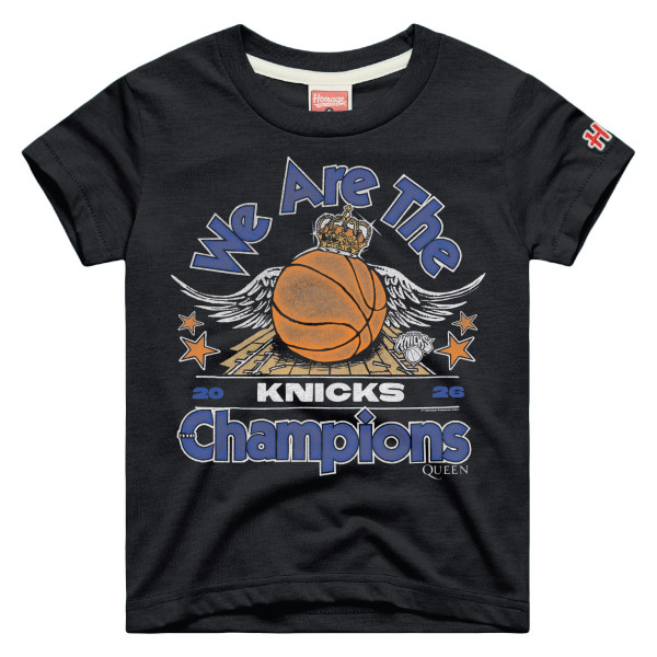 Подростковая New York Knicks x Queen Homage Charcoal 2026 NBA Finals Champions Tri-Blend T-Shirt