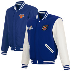Куртка New York Knicks JH Design Blue/White 2026 NBA Finals Champions Reversible Full-Snap Varsity