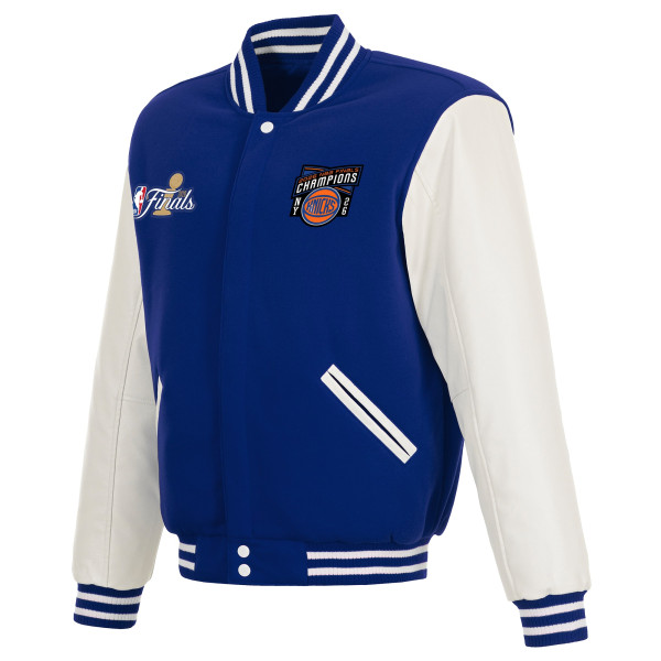Куртка New York Knicks JH Design Blue/White 2026 NBA Finals Champions Reversible Full-Snap Varsity