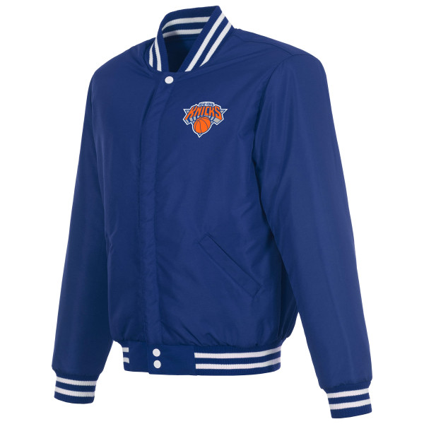 Куртка New York Knicks JH Design Blue/White 2026 NBA Finals Champions Reversible Full-Snap Varsity