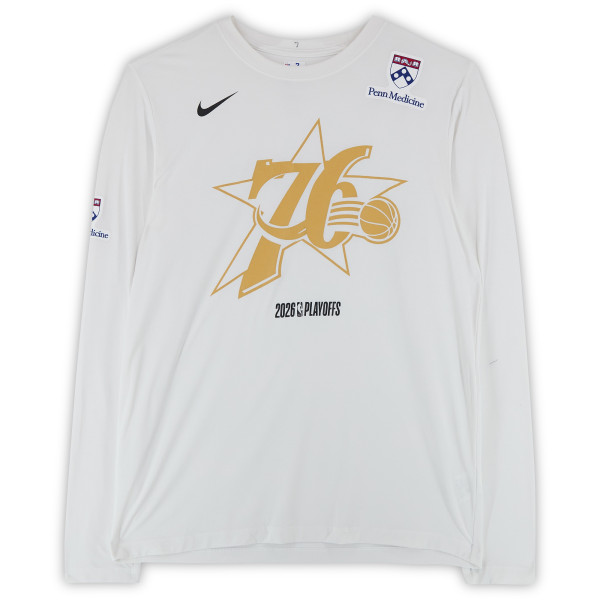 Philadelphia 76ers Fanatics Authentic Team-Issued White Nike Long Sleeve Shirt from the 2026 NBA Playoffs
