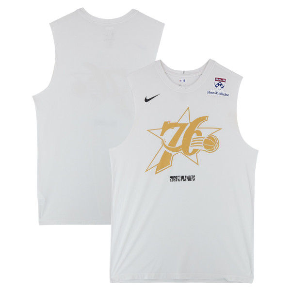 Philadelphia 76ers Fanatics Authentic Team-Issued White Nike Sleeveless Shirt from the 2026 NBA Playoffs