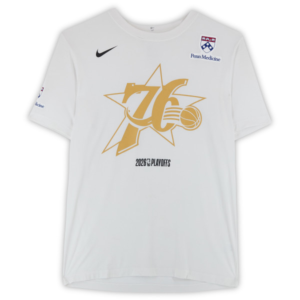 Philadelphia 76ers Fanatics Authentic Team-Issued White Nike T-Shirt from the 2026 NBA Playoffs