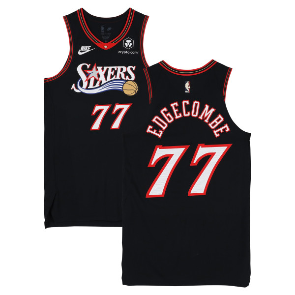 Игровая джерси VJ Edgecombe Philadelphia 76ers Fanatics Authentic #77 Black Hardwood Classic vs. New York Knicks on February 11, 2026 - Size 46+4