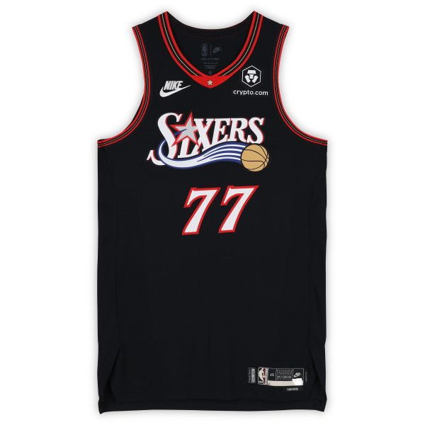Игровая джерси VJ Edgecombe Philadelphia 76ers Fanatics Authentic #77 Black Hardwood Classic vs. New York Knicks on February 11, 2026 - Size 46+4