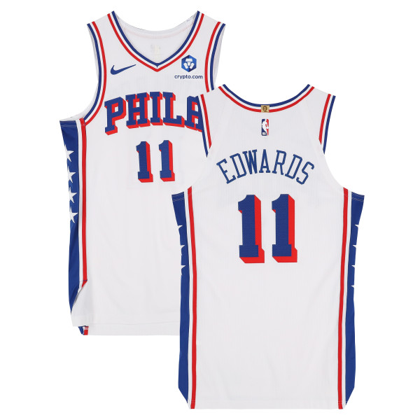 Игровая джерси Justin Edwards Philadelphia 76ers Fanatics Authentic #11 White Nike vs. Boston Celtics on April 21, 2026 - Size 46+4