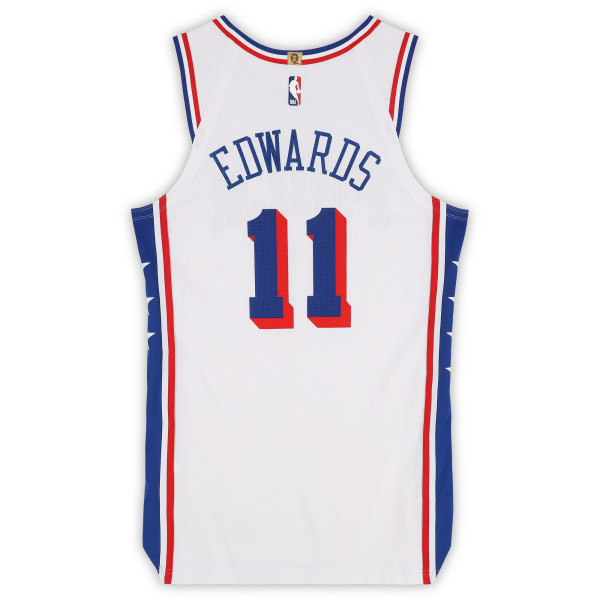 Игровая джерси Justin Edwards Philadelphia 76ers Fanatics Authentic #11 White Nike vs. Boston Celtics on April 21, 2026 - Size 46+4
