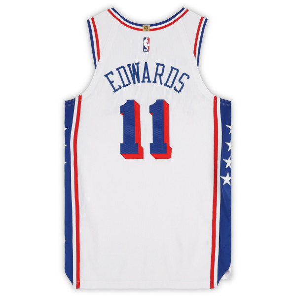 Игровая джерси Justin Edwards Philadelphia 76ers Fanatics Authentic #11 White Nike vs. Boston Celtics on April 30, 2026 - Size 46+4