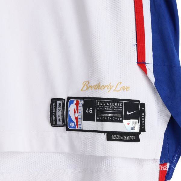Игровая джерси Justin Edwards Philadelphia 76ers Fanatics Authentic #11 White Nike vs. Boston Celtics on April 30, 2026 - Size 46+4