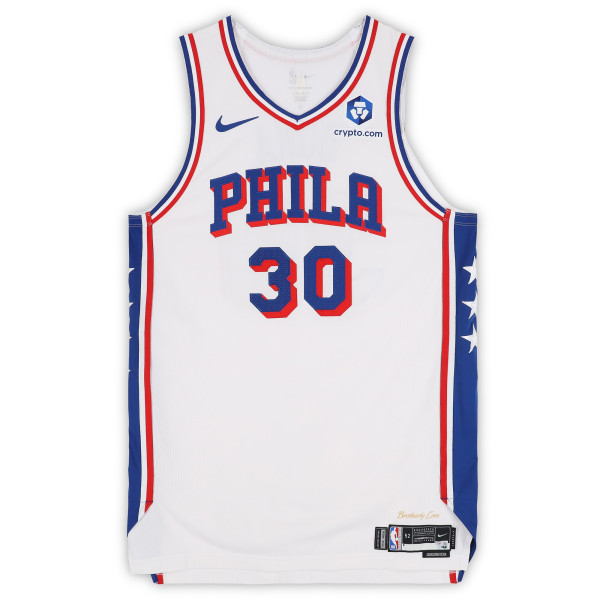 Игровая джерси Adem Bona Philadelphia 76ers Fanatics Authentic #30 White Nike vs. Boston Celtics on April 30, 2026 - Size 52+4