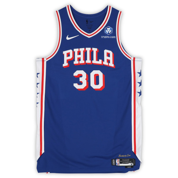 Игровая джерси Adem Bona Philadelphia 76ers Fanatics Authentic #30 Royal Nike vs. New York Knicks on May 4, 2026 - Size 52+6