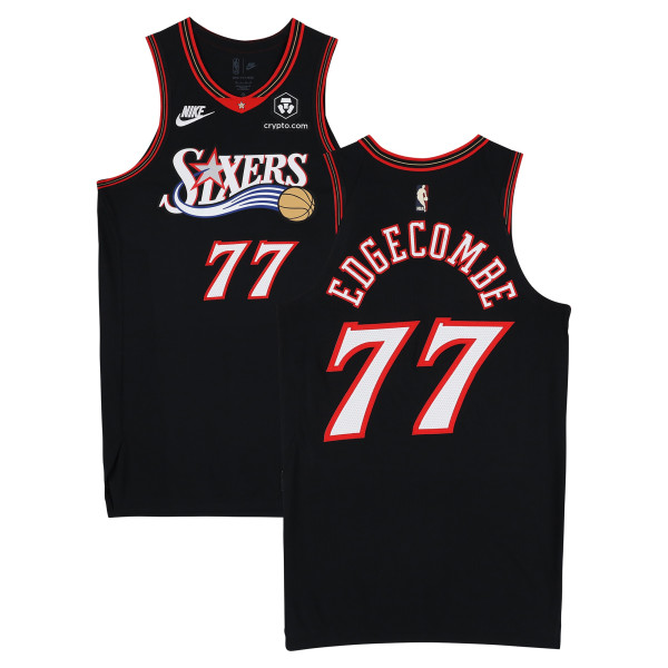 Игровая джерси VJ Edgecombe Philadelphia 76ers Fanatics Authentic #77 Black Hardwood Classic vs. Milwaukee Bucks on April 12, 2026 - Size 46+4