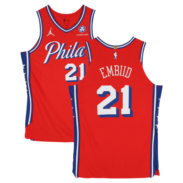 Joel Embiid Philadelphia 76ers Fanatics Authentic -Issued #21 Red Jordan Brand Jersey from the 2025-26 NBA Season - Size 52+4