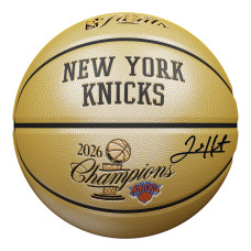 Мяч с автографом Josh Hart New York Knicks Fanatics Authentic 2026 NBA Finals Champions Wilson Champions Logo Gold