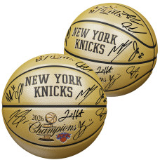 Мяч с автографом New York Knicks Fanatics Authentic 2026 NBA Finals Champions Wilson Champions Logo Gold with at least 7 Signatures - Limited Edition of 500