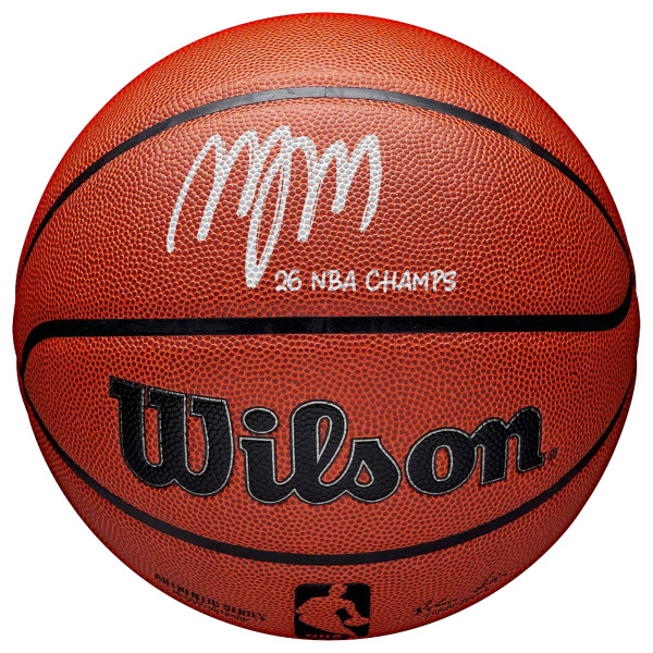 Мяч с автографом Miles McBride New York Knicks Fanatics Authentic 2026 NBA Finals Champions Wilson Authentic Series Indoor/Outdoor with 26 NBA Champs' Inscription