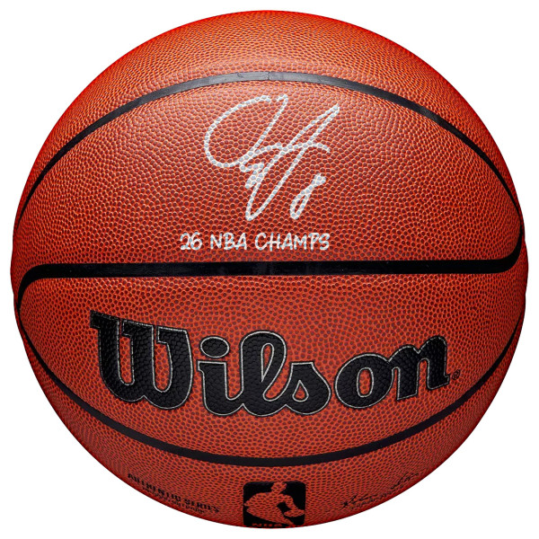 Мяч с автографом OG Anunoby New York Knicks Fanatics Authentic 2026 NBA Finals Champions Wilson Authentic Series Indoor/Outdoor with 26 NBA Champs' Inscription