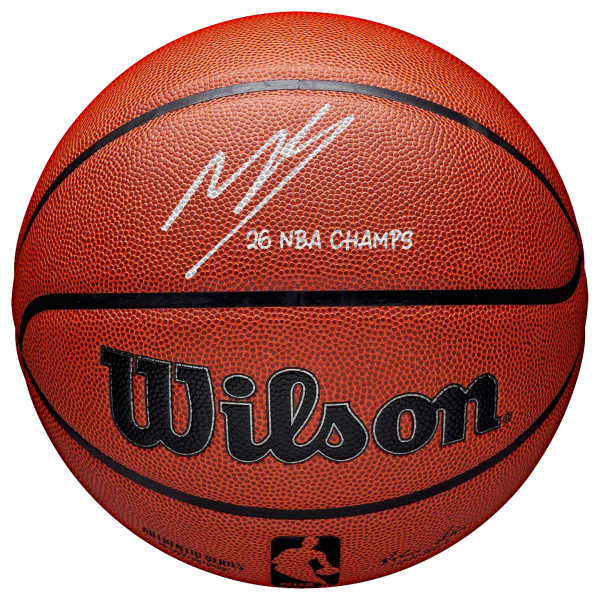 Мяч с автографом Mikal Bridges New York Knicks Fanatics Authentic 2026 NBA Finals Champions Wilson Authentic Series Indoor/Outdoor with 26 NBA Champs' Inscription