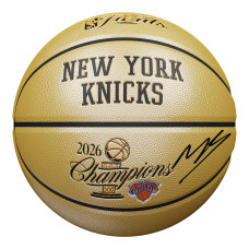 Мяч с автографом Mikal Bridges New York Knicks Fanatics Authentic 2026 NBA Finals Champions Wilson Champions Logo Gold