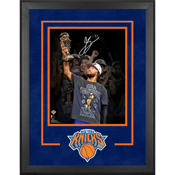 Фото с автографом Jalen Brunson New York Knicks Fanatics Authentic 2026 NBA Finals Champions Deluxe Framed 16 x 20 Action Spotlight