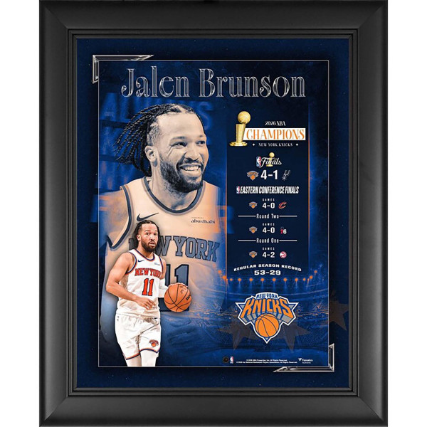 Jalen Brunson New York Knicks Fanatics Authentic 2026 NBA Finals Champions Framed 13 x 16 Collage