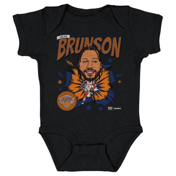 Детская New York Knicks Jalen Brunson 500 Level Black Retro Caricature Bodysuit