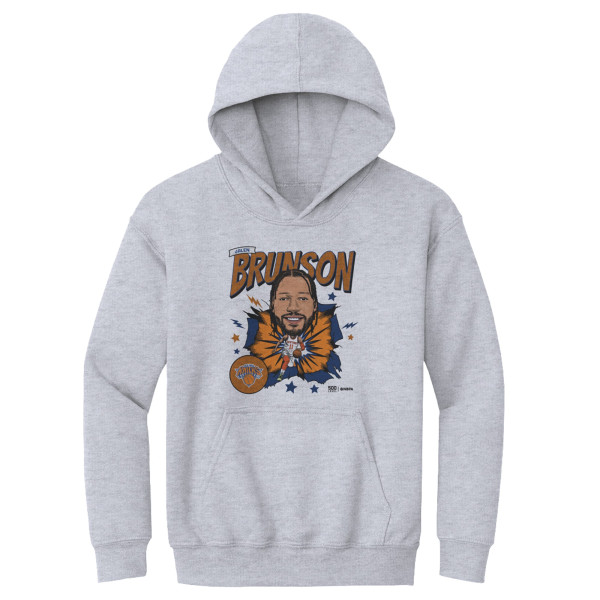 Подростковая New York Knicks Jalen Brunson 500 Level Gray Retro Caricature Hoodie