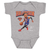 Детская New York Knicks Jalen Brunson 500 Level Heather Gray Caricature Bodysuit