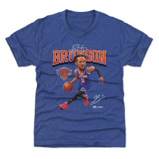 Подростковая New York Knicks Jalen Brunson 500 Level Heather Blue Caricature T-Shirt