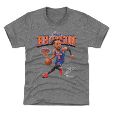 Подростковая New York Knicks Jalen Brunson 500 Level Heather Gray Caricature T-Shirt