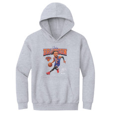 Подростковая New York Knicks Jalen Brunson 500 Level Gray Caricature Hoodie