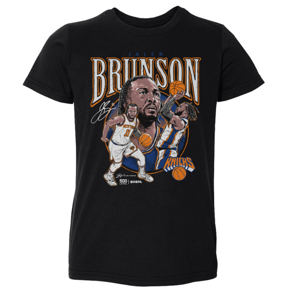 Детская New York Knicks Jalen Brunson 500 Level Black Trio Caricature T-Shirt