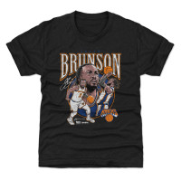 Подростковая New York Knicks Jalen Brunson 500 Level Heather Black Trio Caricature T-Shirt