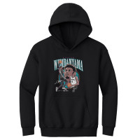Подростковая San Antonio Spurs Victor Wembanyama 500 Level Black Trio Caricature Hoodie