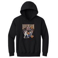 Подростковая New York Knicks Jalen Brunson 500 Level Black Trio Caricature Hoodie