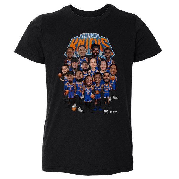 Детская New York Knicks 500 Level Black 2026 Playoffs Team Caricature T-Shirt