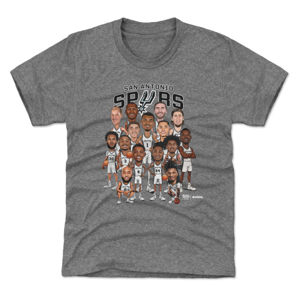Подростковая San Antonio Spurs 500 Level Heather Gray 2026 Playoffs Team Caricature T-Shirt