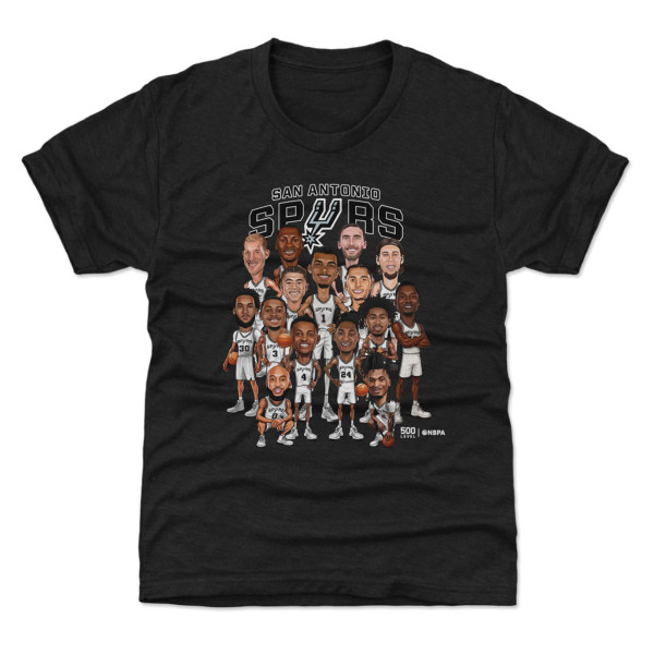 Подростковая San Antonio Spurs 500 Level Heather Black 2026 Playoffs Team Caricature T-Shirt