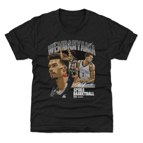 Подростковая San Antonio Spurs Victor Wembanyama 500 Level Heather Black Signature T-Shirt
