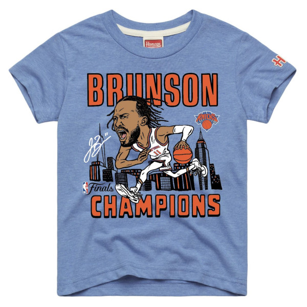 Детская New York Knicks Jalen Brunson Homage Blue 2026 NBA Finals Champions Signature Tri-Blend T-Shirt