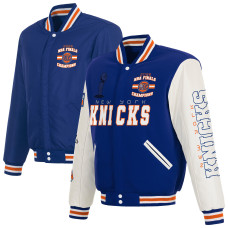 Куртка New York Knicks JH Design Blue/White 2026 NBA Finals Champions Reversible Full-Snap Varsity