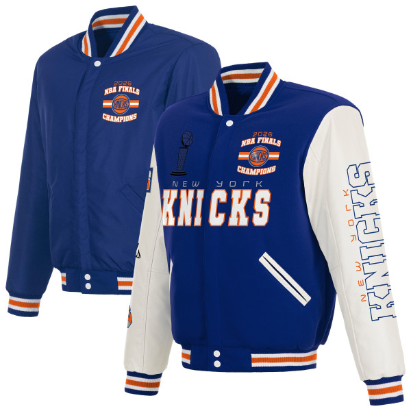 Куртка New York Knicks JH Design Blue/White 2026 NBA Finals Champions Reversible Full-Snap Varsity