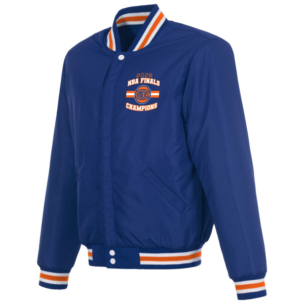 Куртка New York Knicks JH Design Blue/White 2026 NBA Finals Champions Reversible Full-Snap Varsity